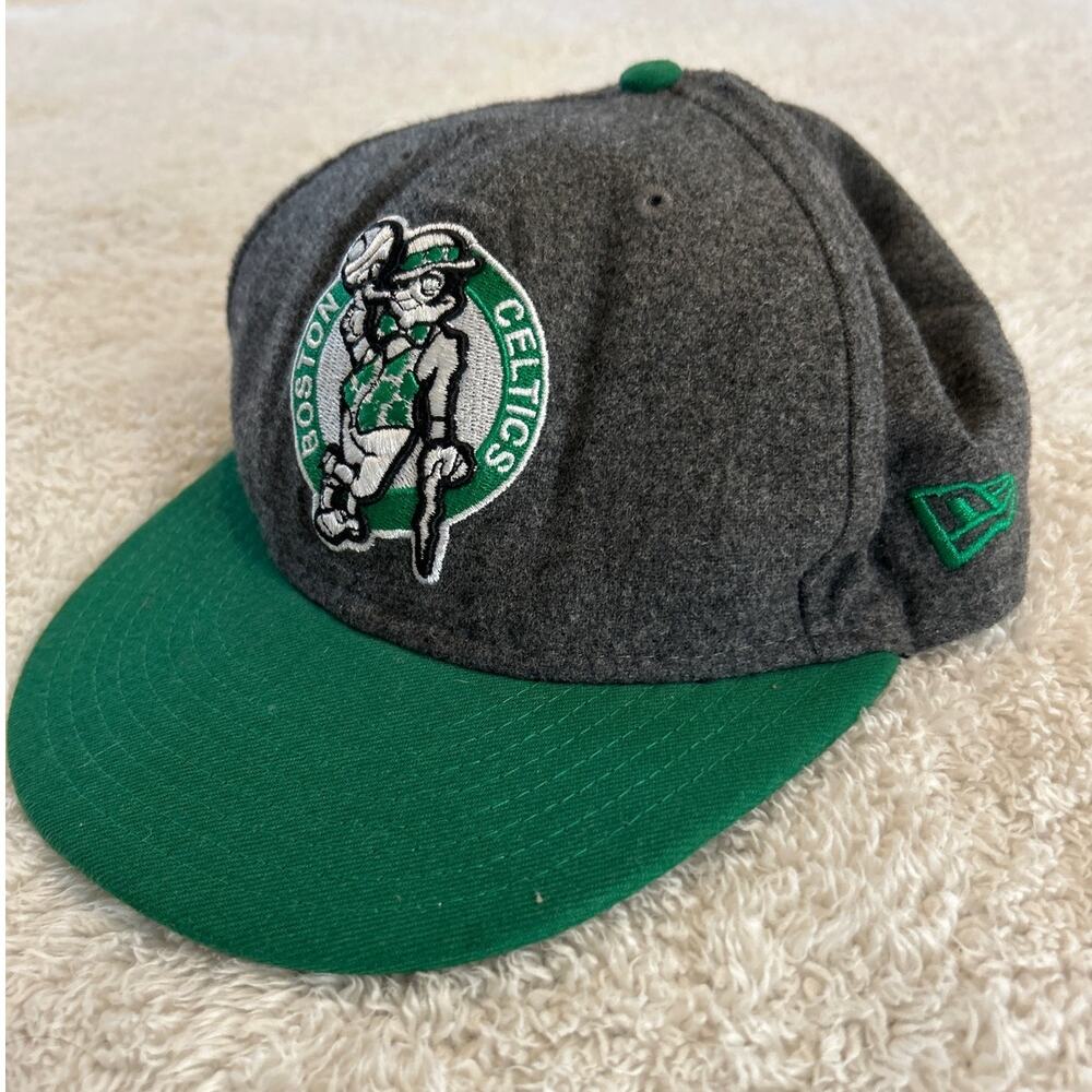 Boston Celtics Hat Gray Wool Blend Green Embroidered 7 1/2 New Era HWC